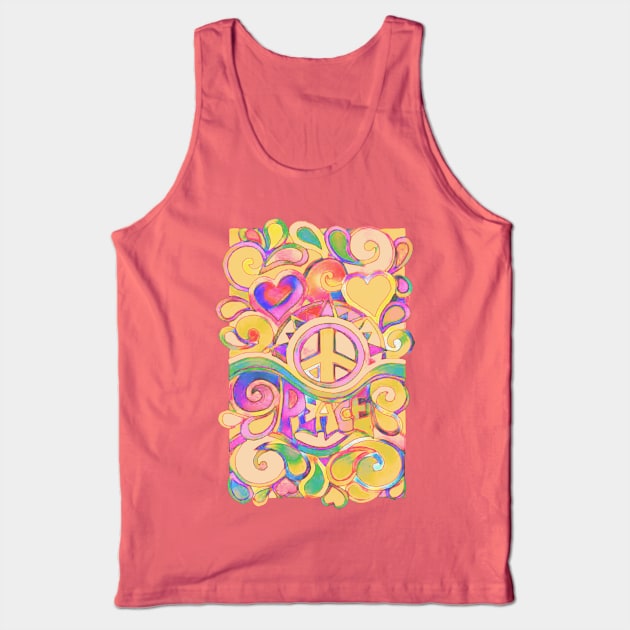 Pastel Peace and Love Art Tank Top by AlondraHanley